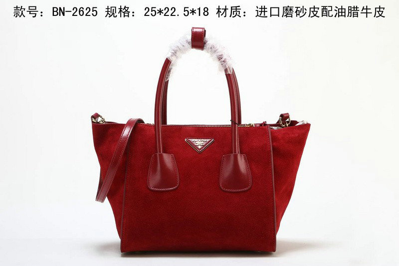 2014 Prada Suede Leather Tote Bag BN2625 darkred